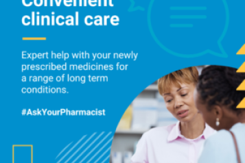 Patient speaking to pharmacist
