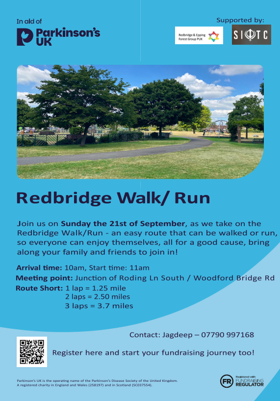 a posted advertising the parkinson's uk walk/run