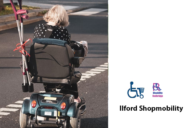 A disabled woman in a mobility scooter on a cycle lane