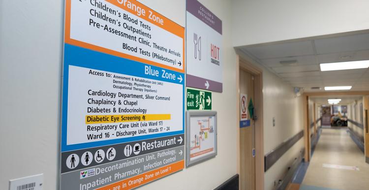A photo of a hospital corridor
