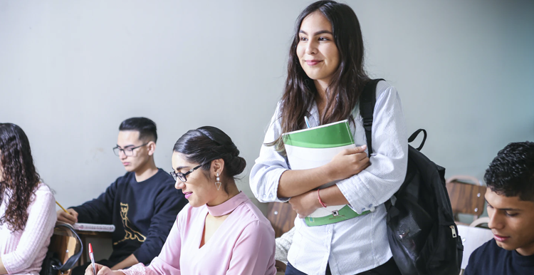 various students in a classroom