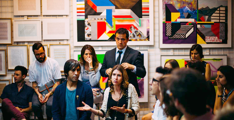 Crowd of people at a public meeting