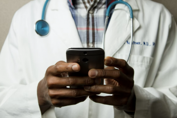 A GP using a smart phone