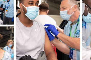 Young people being vaccinated