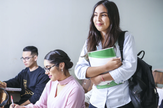 various students in a classroom