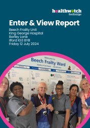 The cover to an enter and view report at Beech frailty unit, king george hospital
