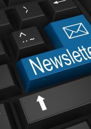 computer keyboard with Newsletter written on Enter key